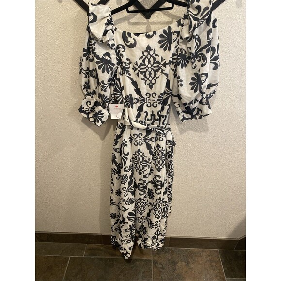 Liliana Meza Kailani Dress Black White Geographic Maxi Dress Size Large - Picture 13 of 13